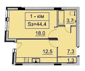 1-комнатная 44.4 м² в ЖК Monaco от застройщика, Львов