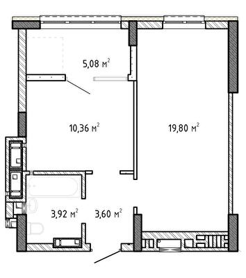 1-комнатная 42.76 м² в ЖК Krona Park II от 23 520 грн/м², г. Бровары