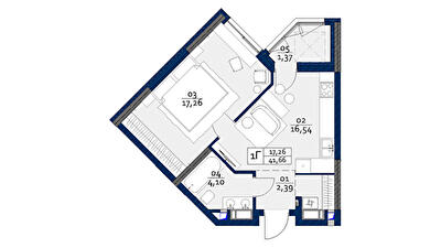1-комнатная 41.66 м² в ЖК POLARIS Home&Plaza от 41 428 грн/м², Киев