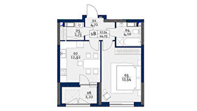1-комнатная 44.23 м² в ЖК POLARIS Home&Plaza от 40 047 грн/м², Киев